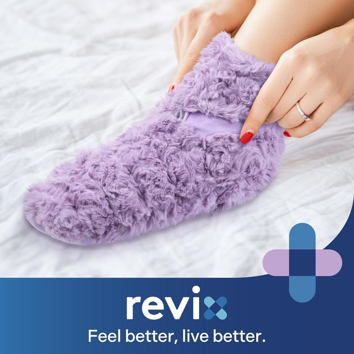 REVIX Microwavable Foot Warmers, Heated Booties for Cold Feet, Purple L