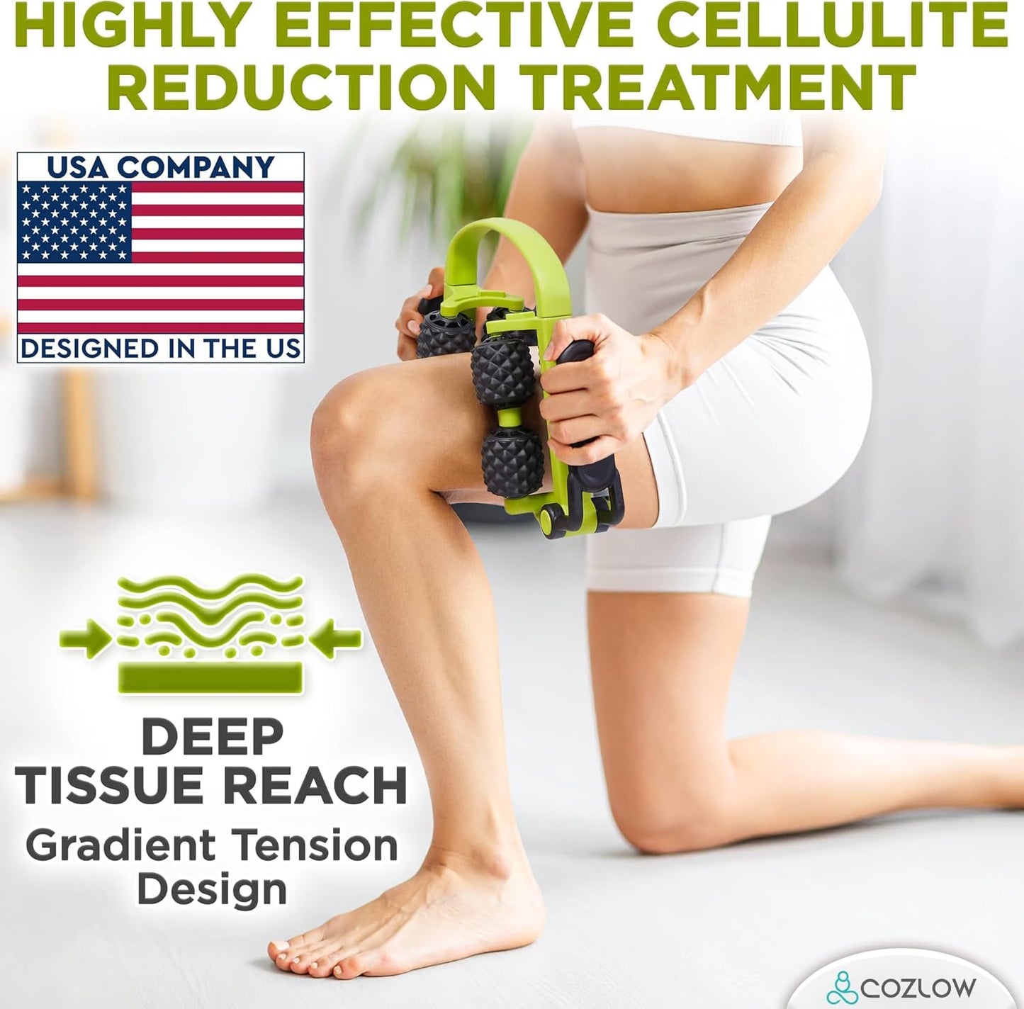 COZLOW Dual Sided Muscle Roller - Cellulite Massager for Arms and Legs - Flexible Massage Tool - Effective Sculpting Massage for Thighs, Butt