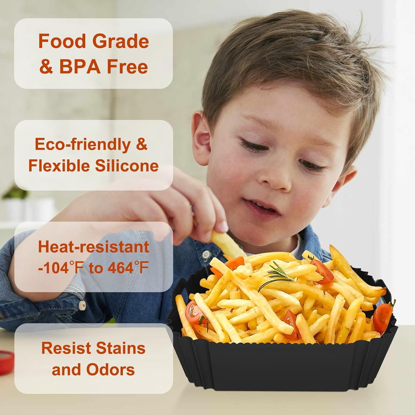 Air Fryer Silicone Liners Square 2 Pack 7.1 Inch Airfryer Liners 4-7 QT Reusable Air Fryer Liners Silicone Pot Oven Liner Baking Tray, Air Fryer Basket Silicone Mat Bowl Air Fryer Accessories Kitchen