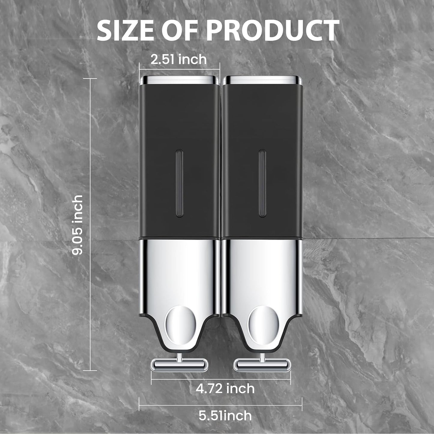 EHORIA Shampoo and Conditioner Dispenser, Shower Soap Dispenser | Shower Dispenser 3 Chamber No Drill, Wall Mounted Refillable Bottles, Shower Accessories for Bathroom, RV&Hotel,18.6oz 3 in 1