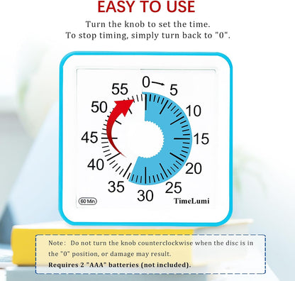 60-Minute Visual Timer for Kids, Time Management Tool Study Classroom Timer, Home Edition Silent Countdown Timer for Toddler, Teachers and Adults (Green)