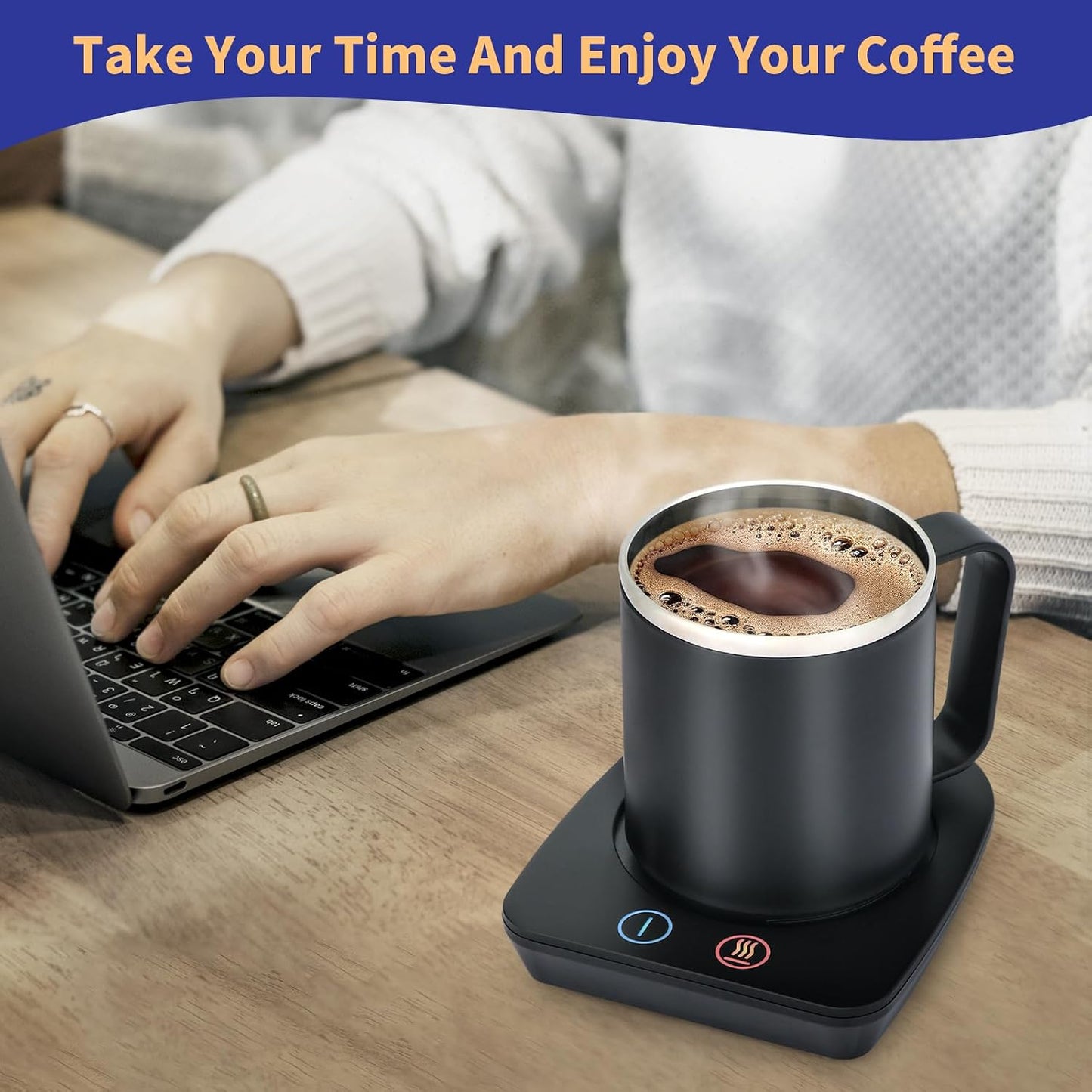 VOBAGA Coffee Mug Warmer, 4 Hours Auto Shut Off Cup Warmer for Office Home Desk with 3 Temperature Settings, Electric Beverage Warmer for Cocoa,Tea, Milk, Soup, for Coffee Gifts, Sky Blue (No Cup)