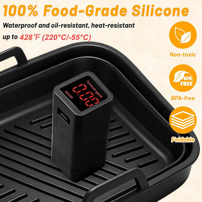 Silicone Air Fryer Liners 4 Pack for Ninja Foodi DZ201 DZ401 DZ550 DZ320 | Reusable Silicone Air Fryer Basket Liners for COSORI 9QT, Bella 4Qt, Chefman, Instant and 8–10QT Dual Basket Air Fryers