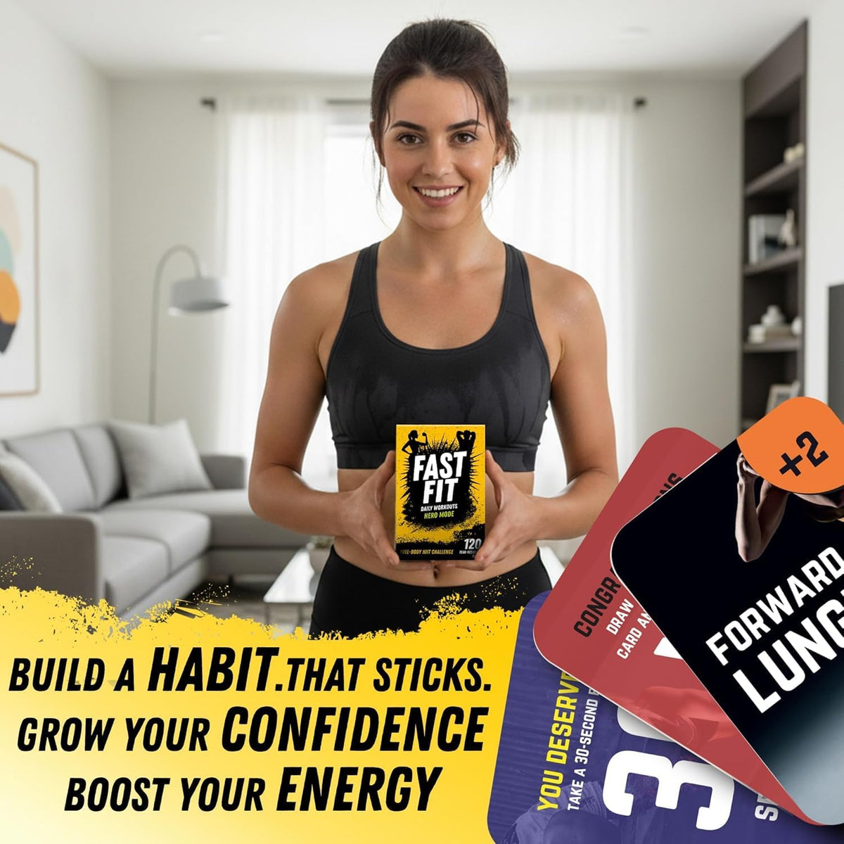 Fast Fit Beast Mode Workout Cards - 120 Tear Resistant HIIT Fitness Deck