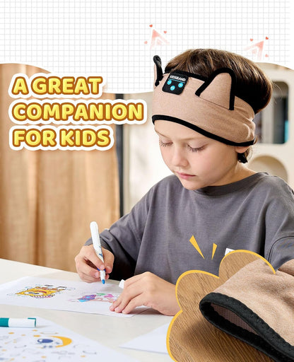 KIDSBAND Kids Bluetooth Headphones, Sleep Headband [Wireless & Wired Playback 2in1] Foldable Headphones for School/Travel/Tablet/Sleep