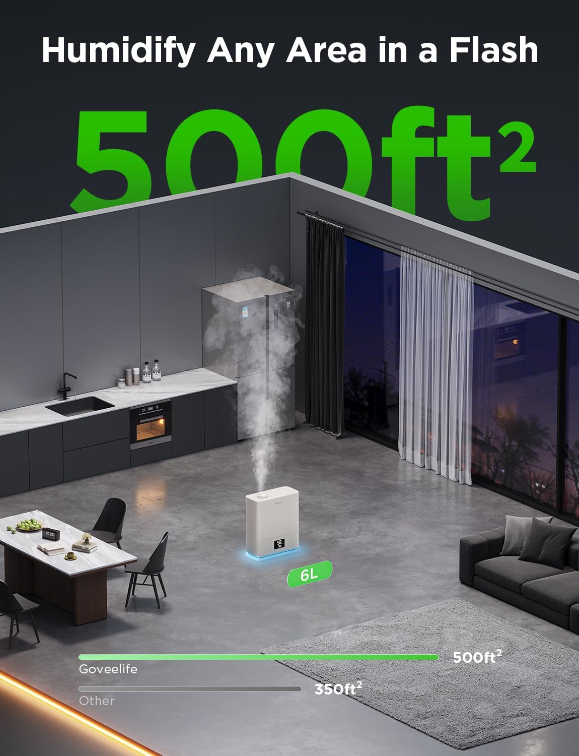 GoveeLife Smart Humidifiers for Bedroom Large Room, 6L Top Fill Humidifier