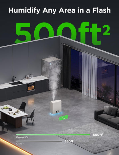 GoveeLife Smart Humidifiers for Bedroom Large Room, 6L Top Fill Humidifier