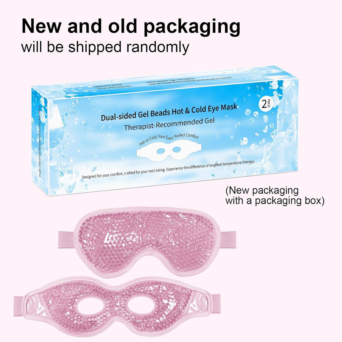 Cooling Gel Eye Mask with Eye Holes, 2 PCS Cold Eye Packs for Puffiness & Swelling, Reusable Hot Cold Compress Heat Ice Gel Pack, Purple and Pink