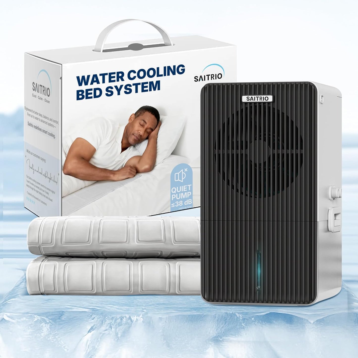 SAITRIO Cooling Mattress Pad, Active Hydro-Powered Bed Cooling System for Night Sweats, Menopause & Hot Sleepers - Ultra-Thin Mattress Topper, Quiet & Clean, Single/Twin Size (28"×63" Pad)