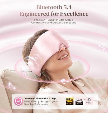 LC-dolida 3D Silk Bluetooth Sleep Mask, Mulberry Silk Sleep Mask with Bluetooth Headphones, Bluetooth Eye Sleep Mask for Side Sleepers, Total Blackout Bluetooth Eye Mask for Women Men, Black