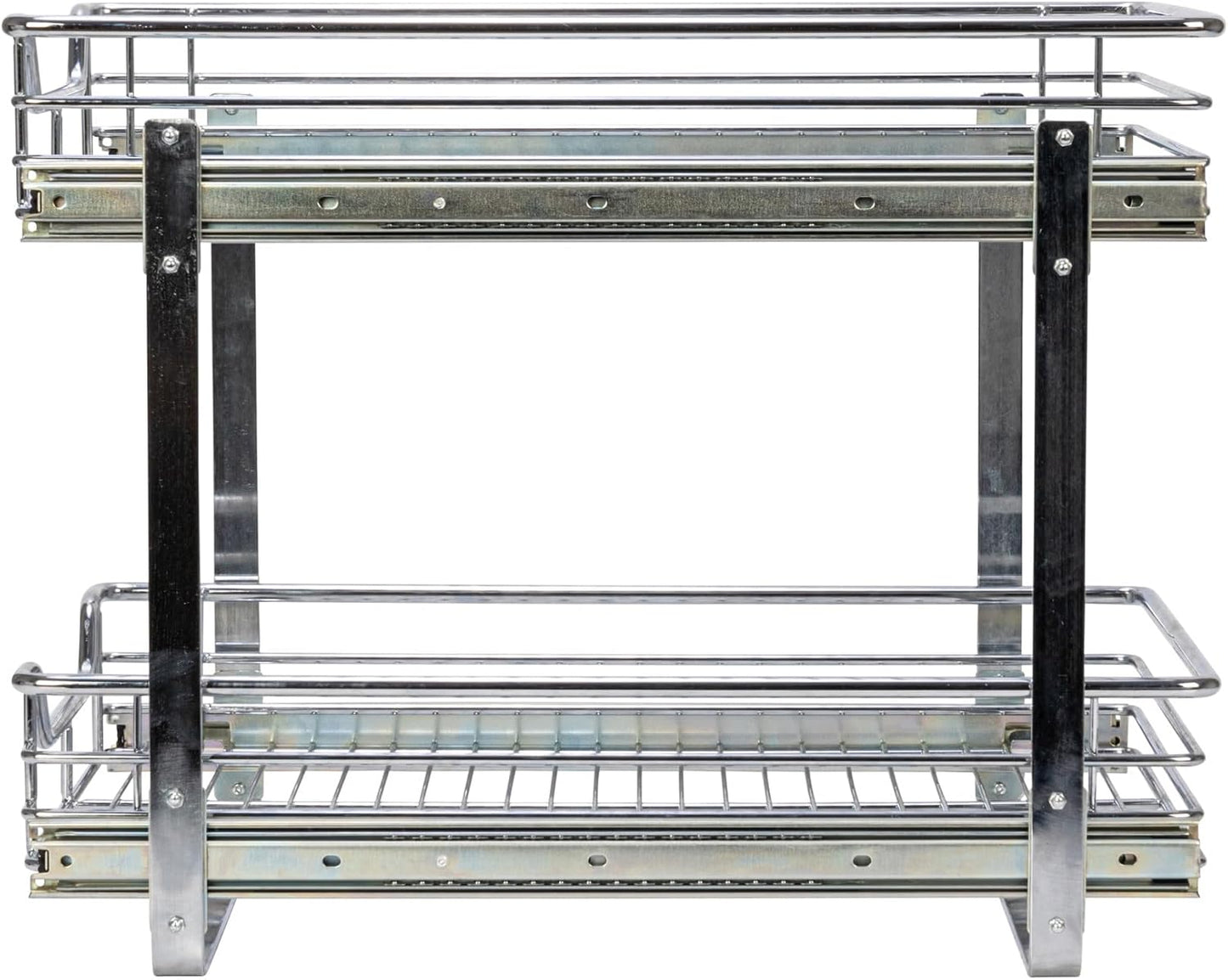 Household Essentials Glidez Multipurpose Chrome-Plated Steel Pull-Out/Slide-Out Storage Organizer for Cookware and Bakeware - 2-Tier Design - Fits Standard Size Cabinet or Shelf, Chrome