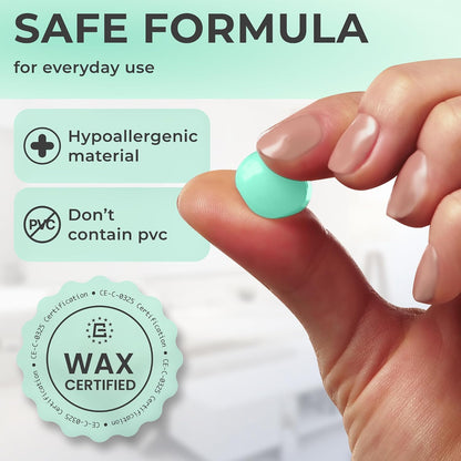 Peace&Quiet PQ Wax Ear Plugs for Sleeping - 50 Silicone Wax Earplugs