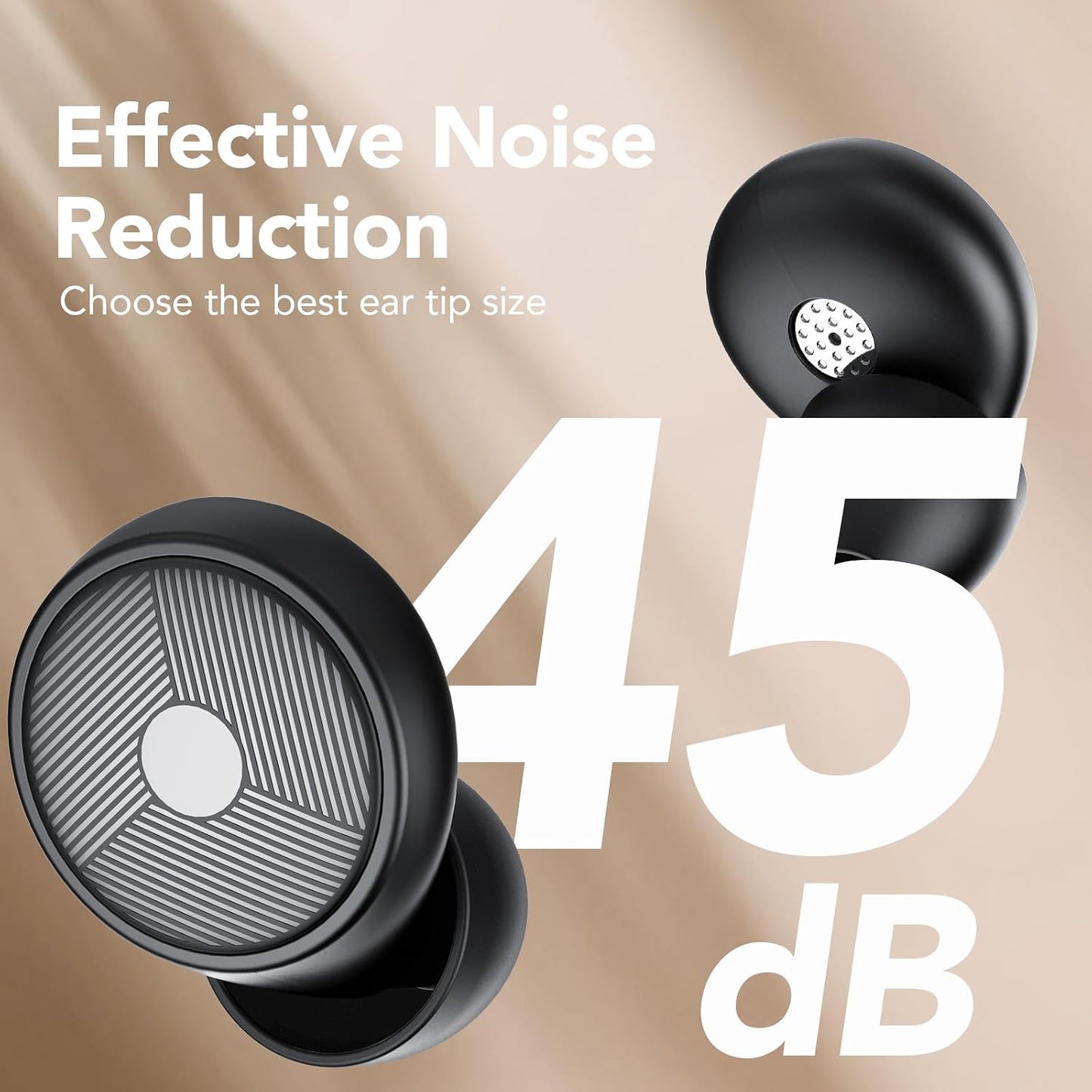Ear Plugs for Sleeping,Noise Cancelling Silicone Earplugs,Concert,45 dB,Soft and Reusable,Hearing Protection with 8 Earpieces in 4 Sizes(XS/S/M/L),Carrying Bag,for Concert,Sleeping,Black