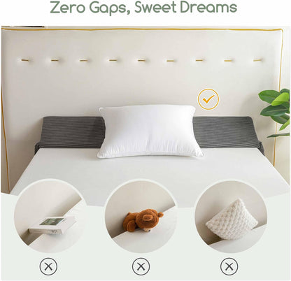 HIGOGOGO Queen Size Wedge Pillow for Headboard Gap - Multi Functional Mattress Wedge Bed Gap Filler Close The Gap (0-7") Between Your Mattress and Headboard or Wall (Grey 60"x11"x9")