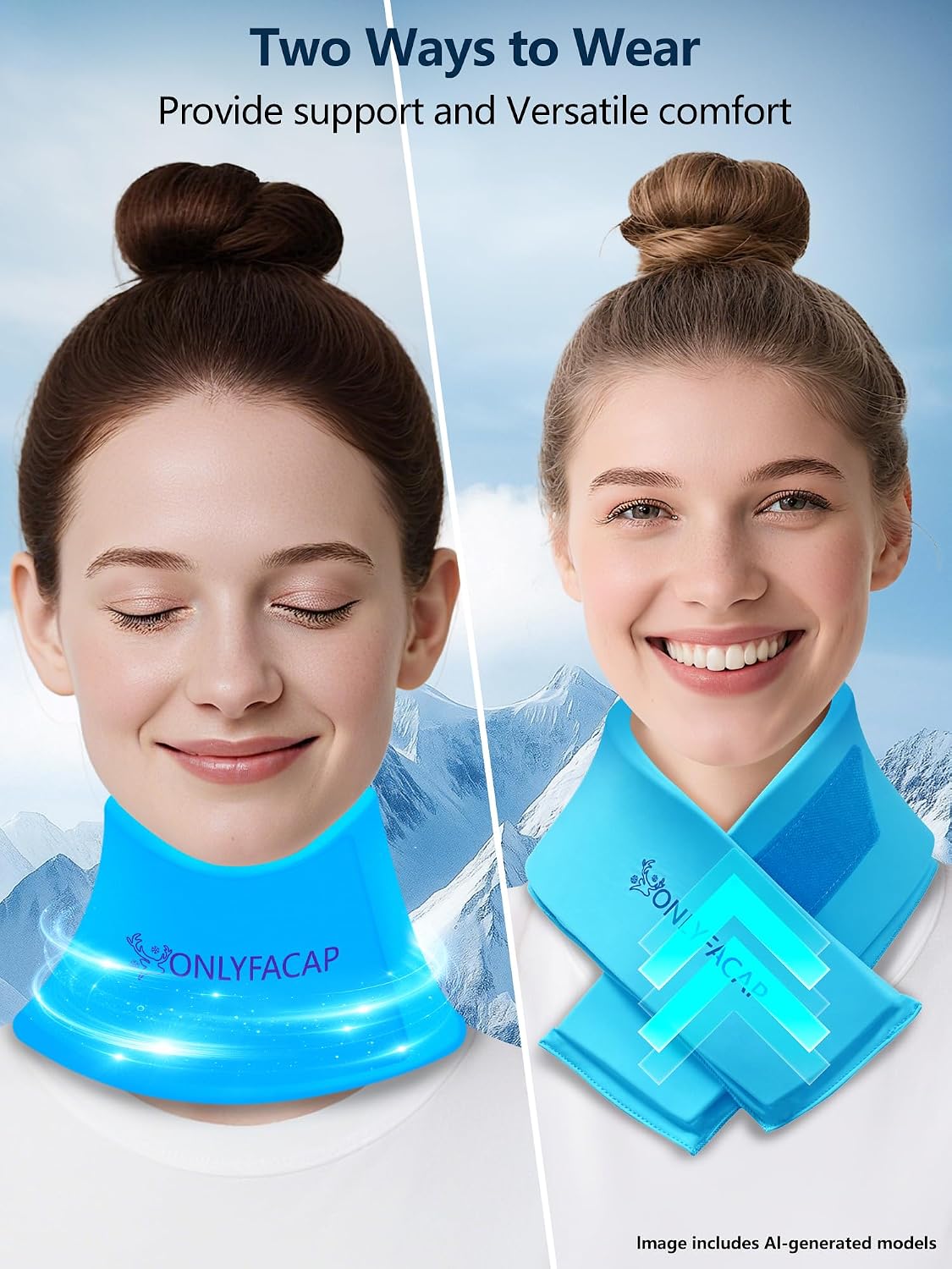 Flexible Neck Ice Pack Wrap,Gel Cold Therapy for Pain Relief | reusable,cool ice silk,stays cold 20 to 30 mins,dual hot & cold,hands-free, Ideas for tech neck, office workers and injuries
