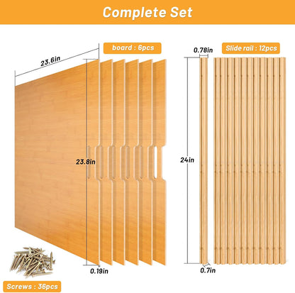 6 Pieces Wood Cabinet Dividers for Baking Sheets,DIY Kitchen Cabinet Dividers with 12 Slideways&36 Screws,Easy Install&Clean,Wood Tray Dividers for Cabinets, Kitchen,Utility Rooms, Bathrooms