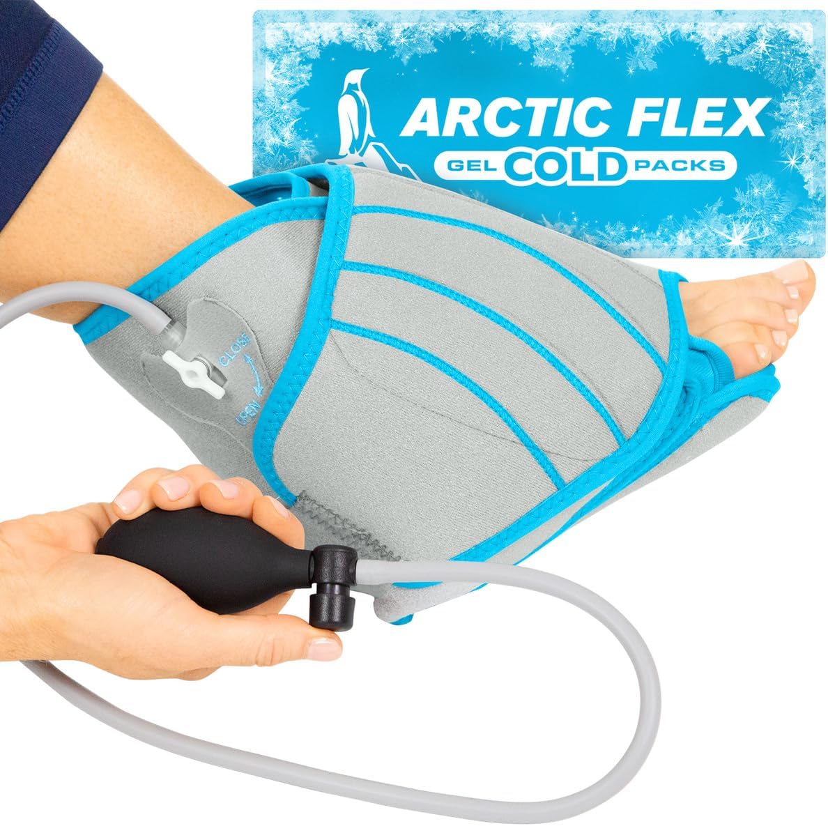 Vive Compression Ankle Ice Pack Wrap for Foot Pain Relief - Soft Cold Brace for Recovering Injuries - Support for Swelling, Sprains, & Fractures - Filled with Reusable Gel, Fits Small & Large Feet | For Recovering Injuries - Support for Swelling,