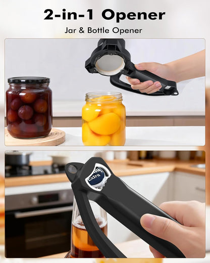 AMOSA Electric Jar Opener with Gripper Pad, Auto-Tighten & Manual Twist | 2-in-1 Rechargeable Jar Lid Opener & Bottle Opener for Seniors, Arthritis Sufferers, Weak Hands