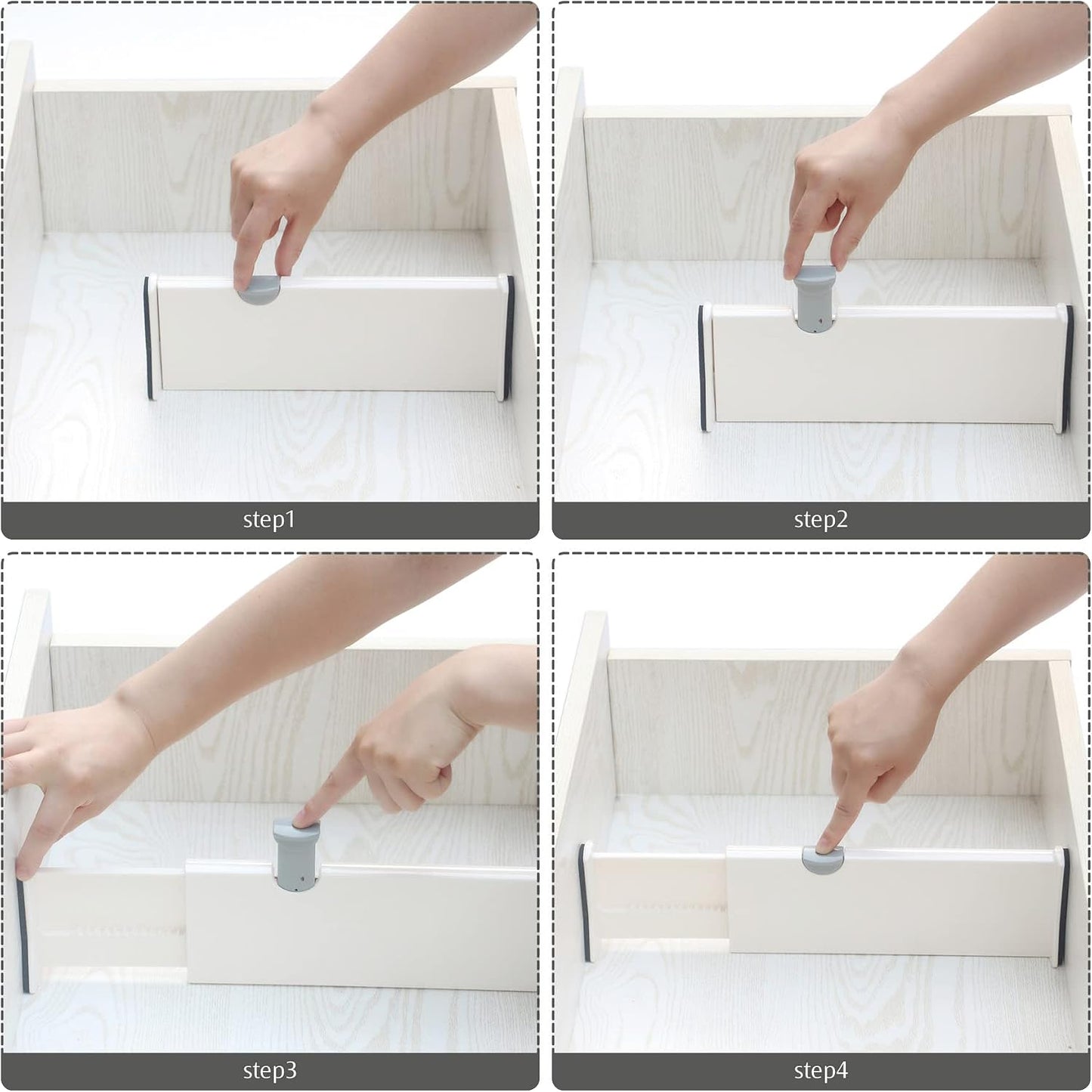TENABORT Set of 8 Adjustable Drawer Dividers Organizer Separators Plastic Dresser Organizer for Bedroom, Bathroom, Closet, Office Desk, Kitchen Storage