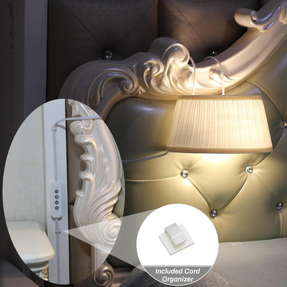 NITOWOLF Bed Reading Light, Headboard Light Reading Lights for Books in Bed with Adjustable Hook, Eye Caring Soft Fabric Shade Bedtime Reading Lamp Plug in, LED Bulb Included (Beige)