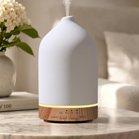 URPOWER 180mL Ceramic Essential Oil Diffuser Aromatherapy Diffuser for Home