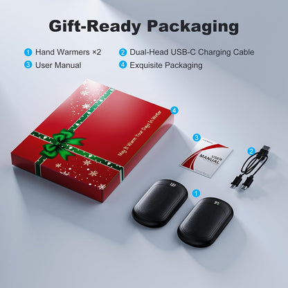 AI Hand Warmers Rechargeable 2 Pack, 6400mAh Portable Pocket Electric Hand Warmer, Fast Heating 3-Settings Reusable Handwarmers for Christmas, Gloves, Travel, Hunting Essentials Men Women