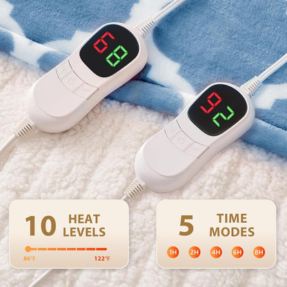 Homemate Heated Blanket Electric Throw - 50“x60“ Heating Blanket with 10 Fast Heat Levels 8 Hours Auto Off Soft Cozy Flannel Over-Heated Protection ETL Certification Keep Warming in Home | Throw with 10 Fast Heat Levels 8 Hours Auto Off Over-Heated