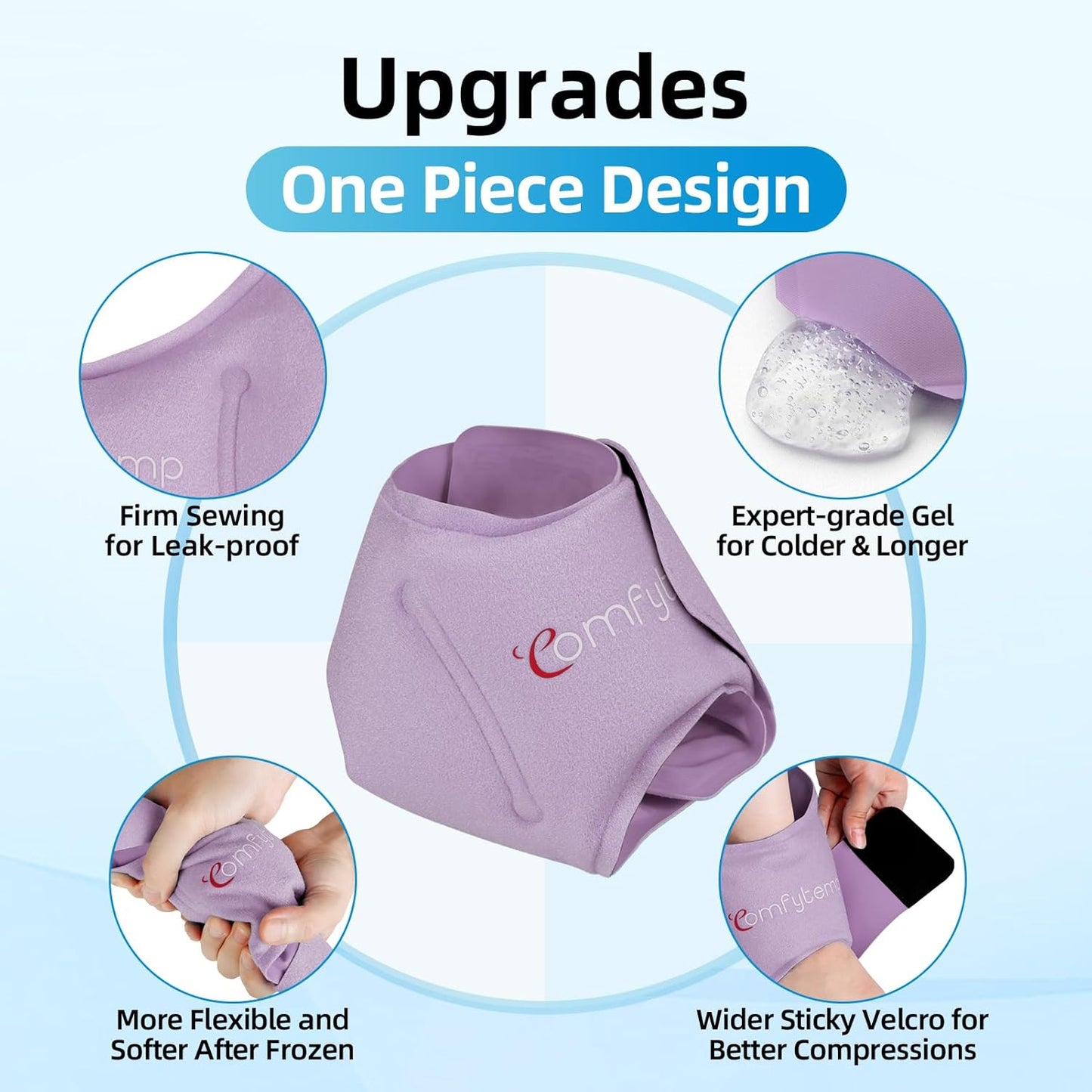 Comfytemp Ankle Ice Pack Wrap for Plantar Fasciitis, Swelling, Foot Pain Relief, FSA Eligible HSA, Gel Packs for Injuries Reusable, Hot Cold Compress for Achilles Tendonitis, Sprained Ankles, 2 Packs