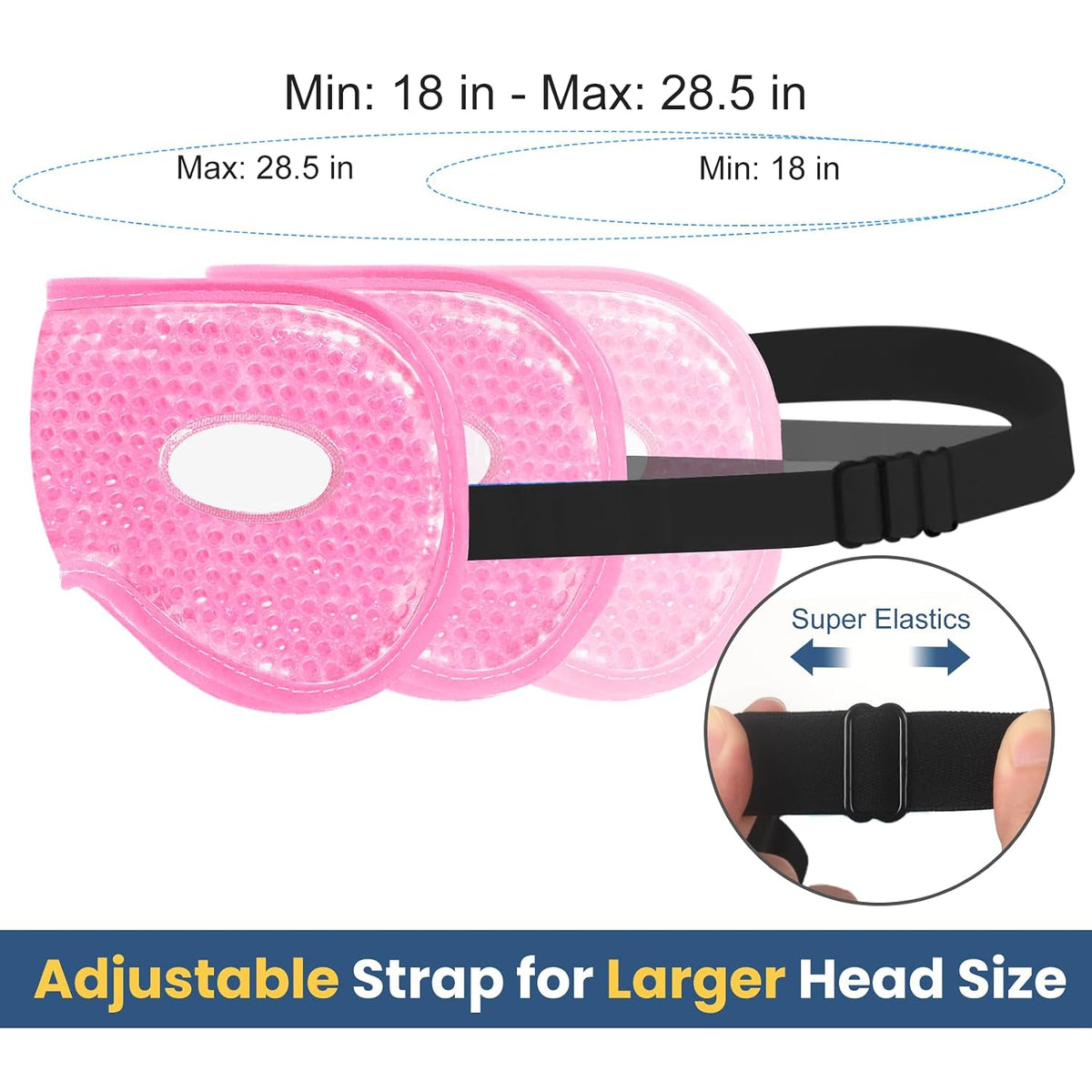 BeeVines Gel Eye Mask, XL Size Cooling Ice Masks for Puffy Eyes (2 Pack)