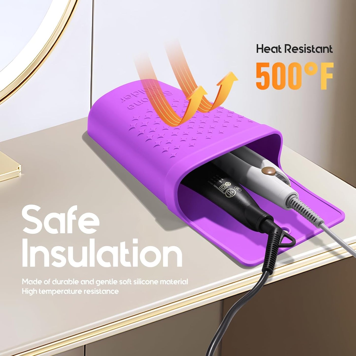ZAKRA Curling Iron Holder,Heat Resistant Silicone Holder for Flat Iron,Hair Straightener,Hot Hair Tools,Vanity Accessories Organizer.(Grey)