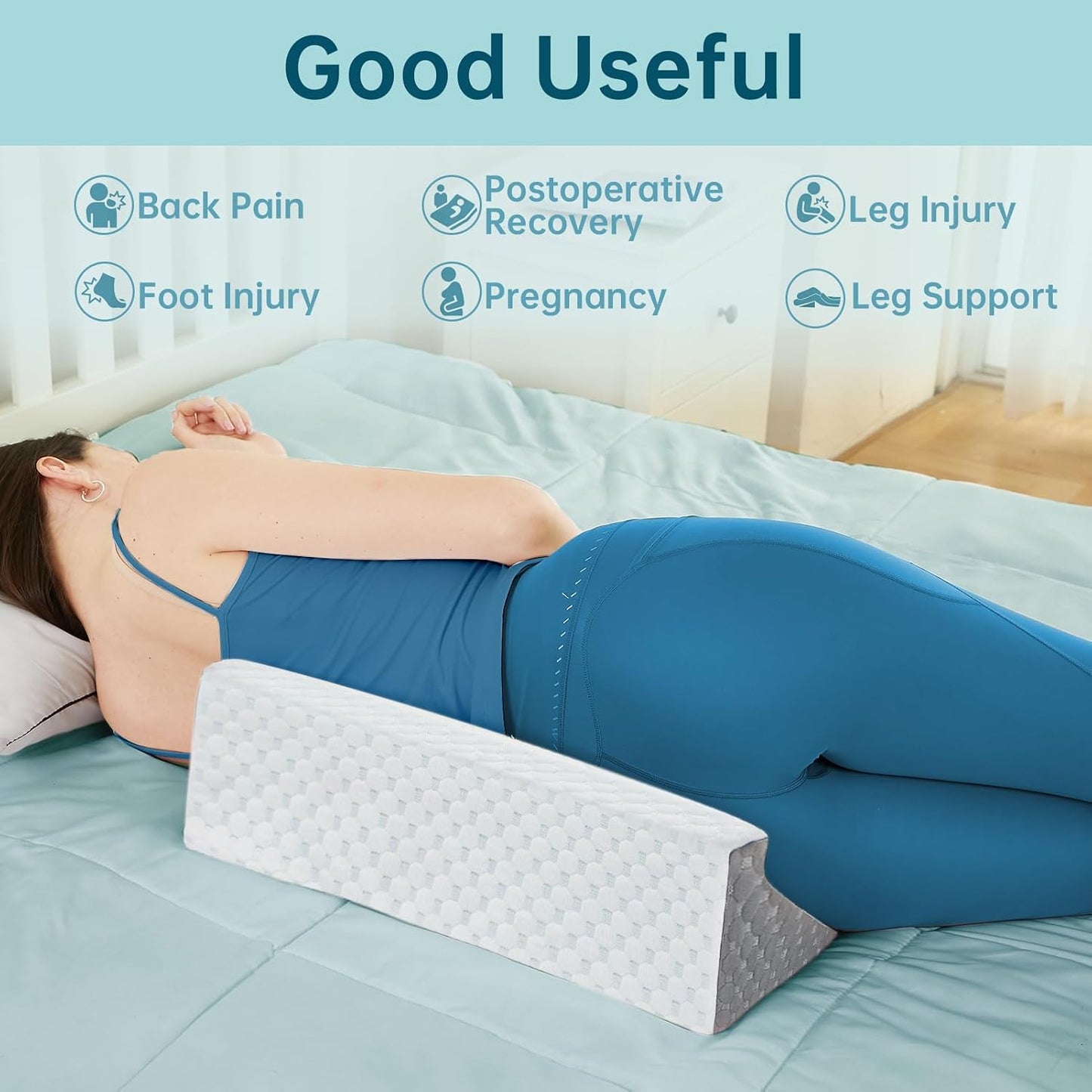 Body Positioner Wedge Pillow for Side Sleeping Support | Back and Leg Support, Body Positioning, Pregnancy Support, Ankle Elevation, Memory Foam, Machine Washable Cover