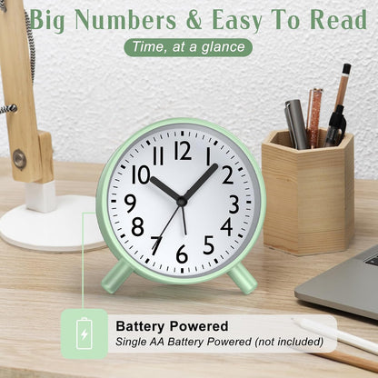 Analog Alarm Clock Night Ligh Battery Operated for Bedroom
