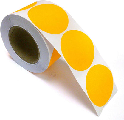 Blank Color Coding Stickers, Writable Surface â€“ 500 Permanent Labels per Roll (Yellow Fluorescent, 1.5" Circle)