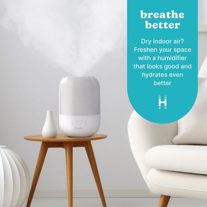 Homedics Ultrasonic Cool Mist Humidifier, Top-Fill 3L Water Tank