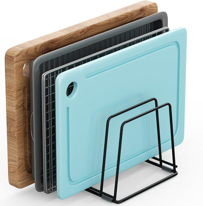 Cutting Board Organizer Kitchen Organizer Rack for Cutting Board, Bakeware, and Cookie Sheet, 5-Slot Heavy-Duty Steel Cookware Holder,Rust-Resistant with Anti-Slip Feet (1, Small)