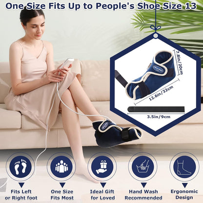 CAMECO 1 Pack Foot Ankle Heating Pad for Neuropathy Pain Relief, 86℉-158℉ Electric Heated Foot Warmer for Achilles Tendinitis & Plantar Fasciitis, Under Desk Heat Therapy Wrap Booties for Women Men