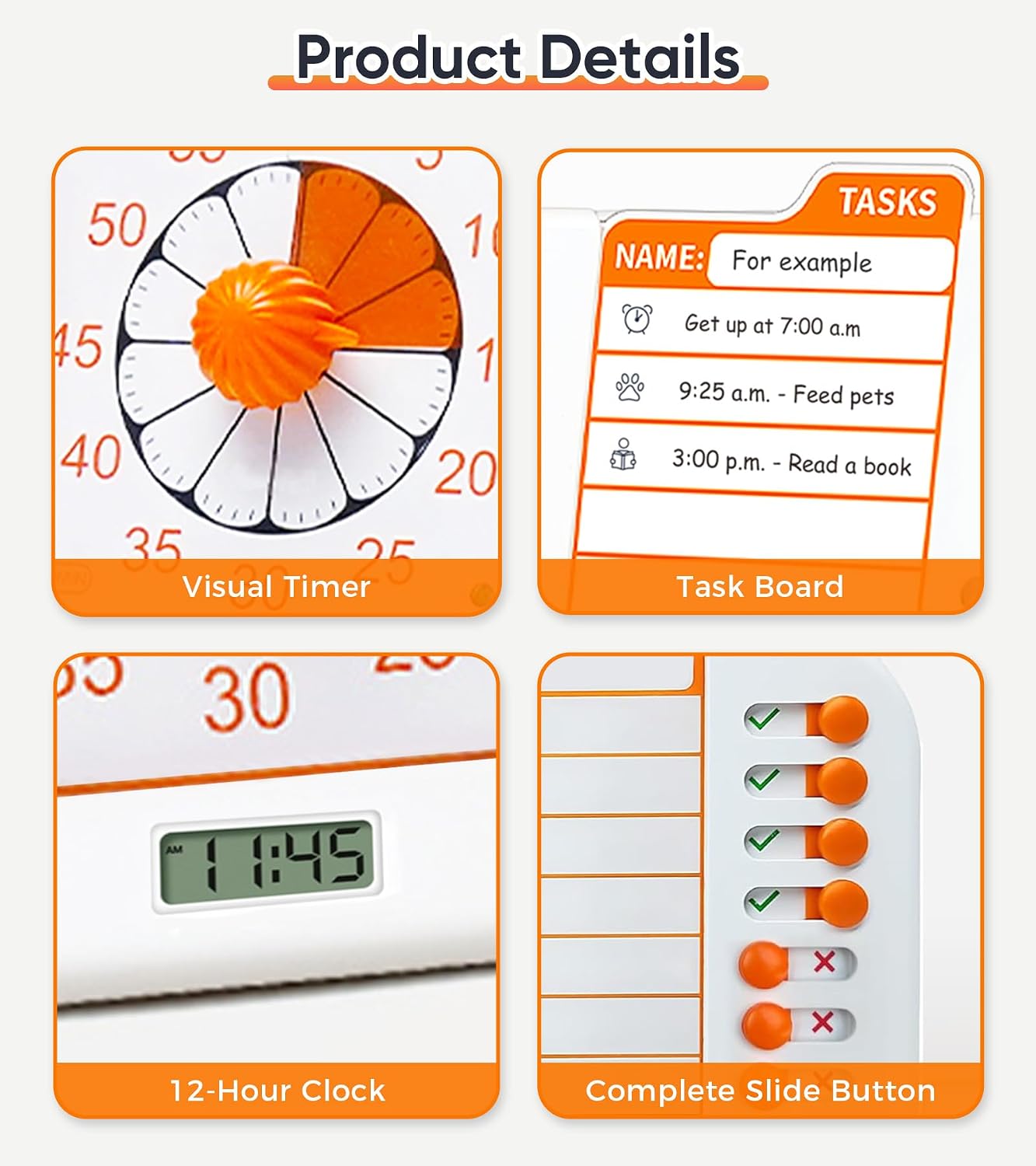 2-in-1 Visual ADHD Timer for Kids with Planning Board & Chore Chart | Task Timer with Visual Schedule Planner, Autism & ADHD Tools with Checklist for Classroom, Homeschool, Home