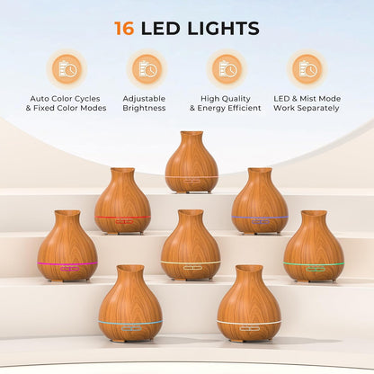 Aromatherapy Essential Oil Diffuser, 550ml Ultrasonic Fragrant Oil Large Room Humidifier, Diffusers for Home with Timer and Waterless Auto-Off, 7 Color LED Lights,Cool Mist Humidifiers