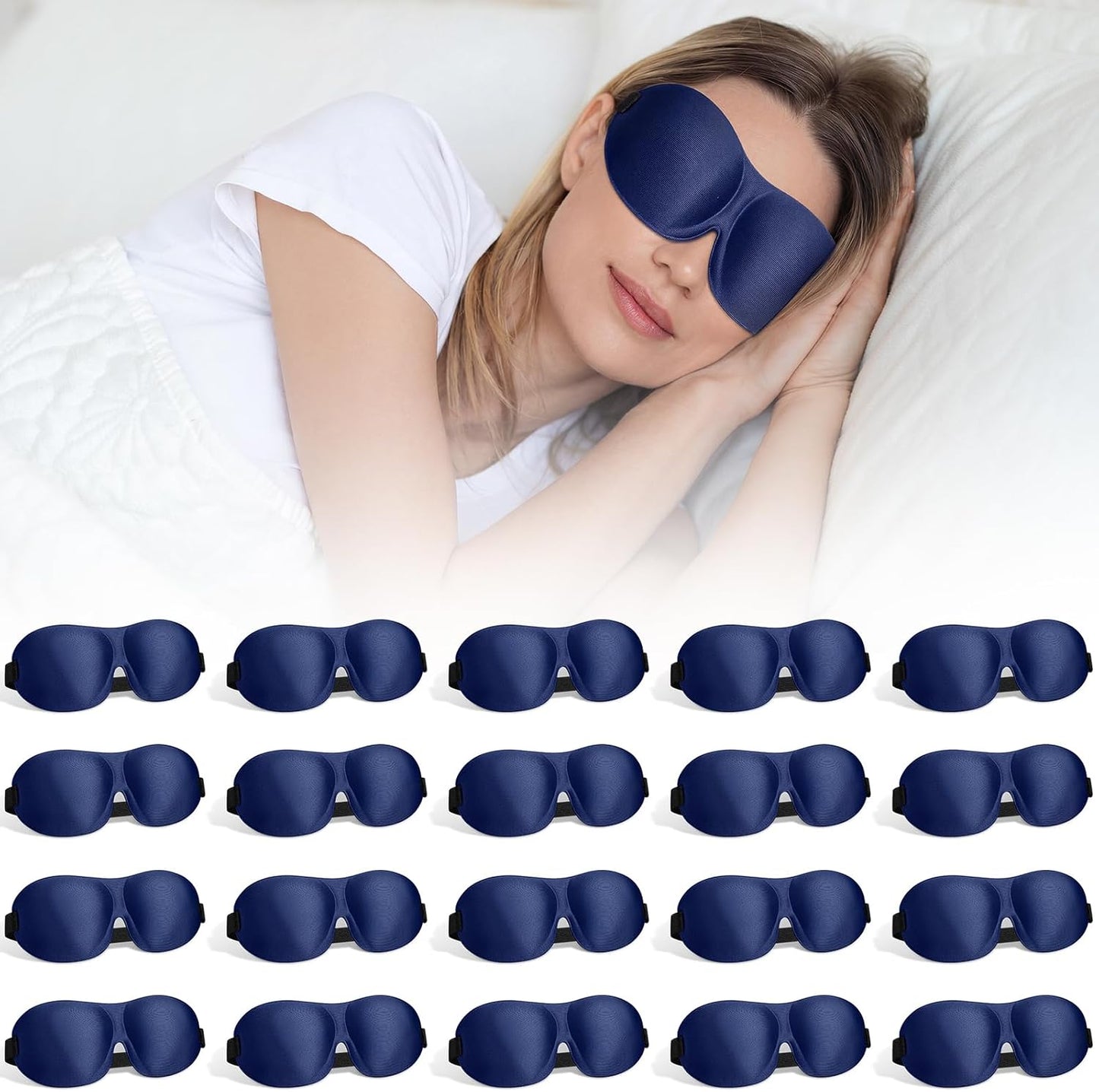 Bonuci 20 Pack Sleep Mask Blackout 3D Eye Mask for Ultralight Sleeping Night Blindfold Eye Covers with Adjustable Strap for Men Women Travel Gift Back and Side Sleeper (Dark Purple)