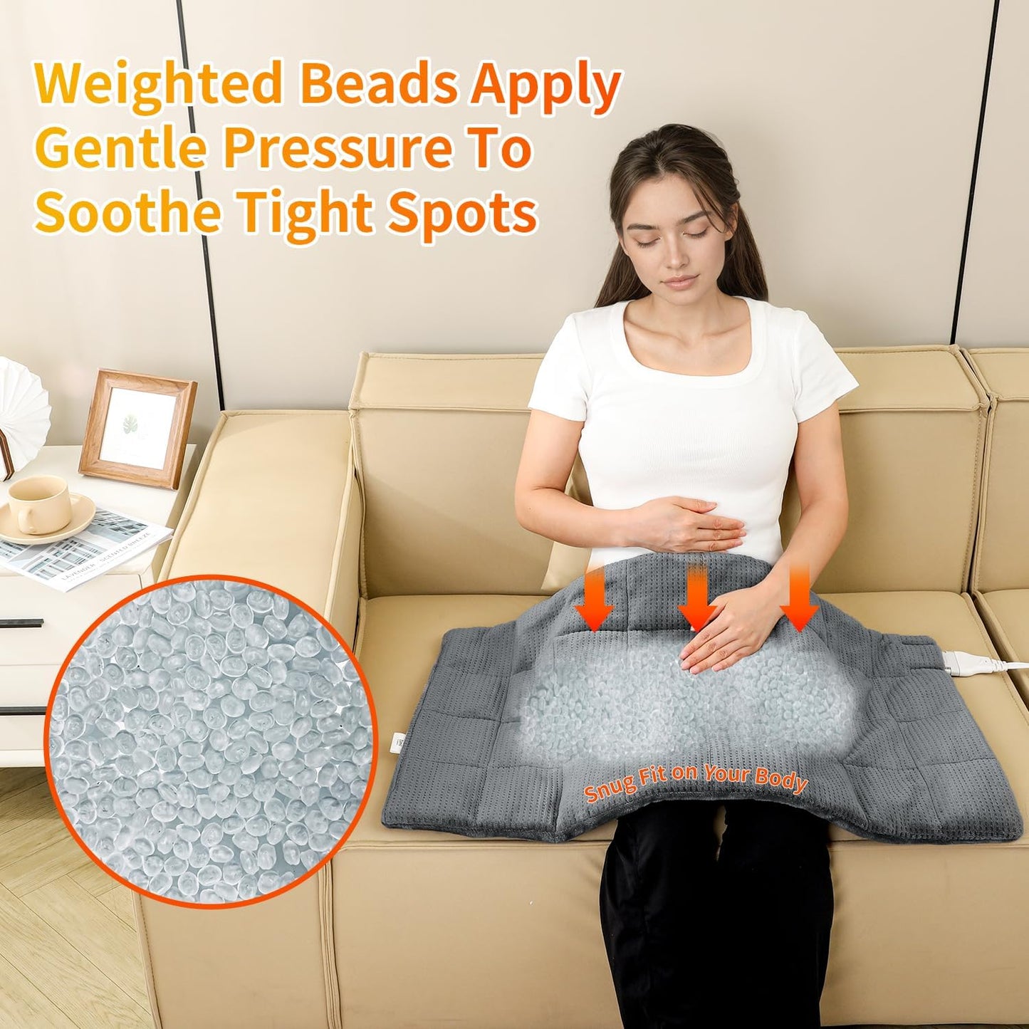 Heating Pad for Back - Weighted Heated Pad for Neck, Shoulder, Cramps and Knee, 3 Massage Modes & 3 Heat Levels, Auto Shut Off, Warm Gifts for Adult, 12"x24"