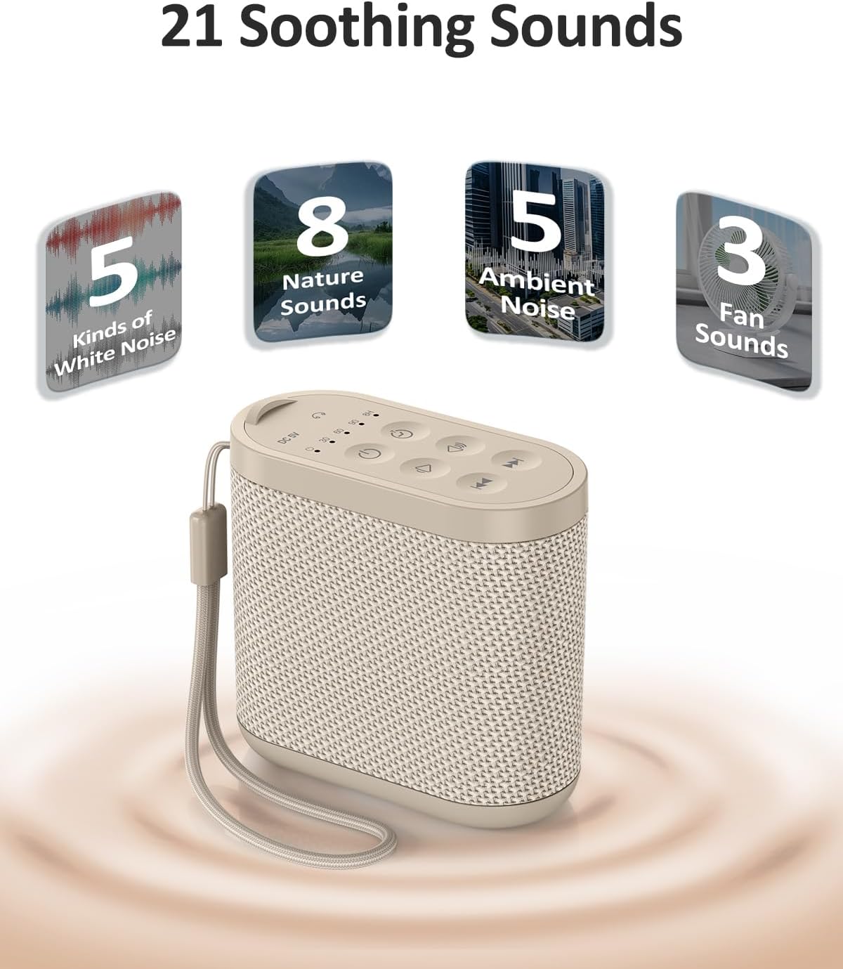 Portable Travel Sound Machine White Noise Machine for Sleeping : Super Long-Lasting & Rechargeable Battery, Headphone Jack, 21 Sounds, Noise Canceling for Office Privacy, Home, Adults, Baby, Gift