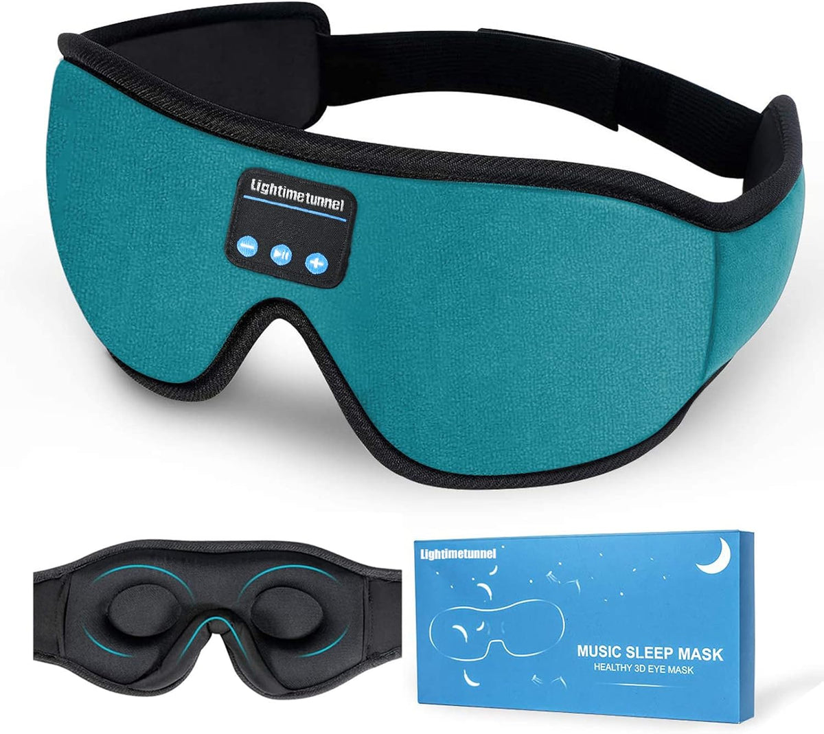 Sleep Headphones, Bluetooth 5.0 Wireless 3D Eye Mask, Lightimetunnel Washable Sleeping Headphones for Side Sleepers With Adjustable Ultra Thin Stereo Speakers Microphone Hands Free for Insomnia Travel