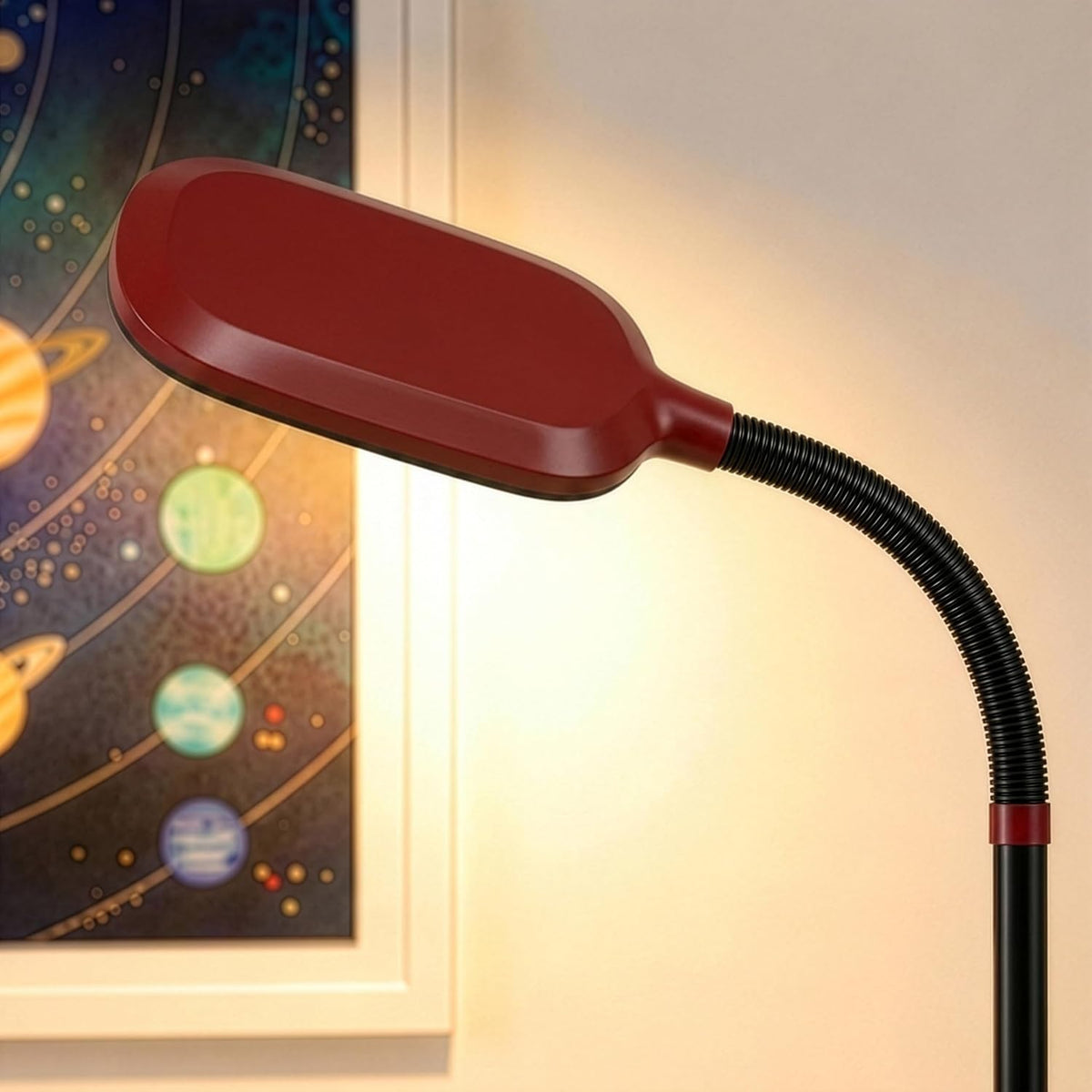 Brightech Litespan - Bright LED Floor Reading Lamp for Over Chair Crafts and Reading, Esthetician Light for Lash Extensions, Gooseneck Adjustable Standing Lamp for Living Room, Bedroom, Office - Black