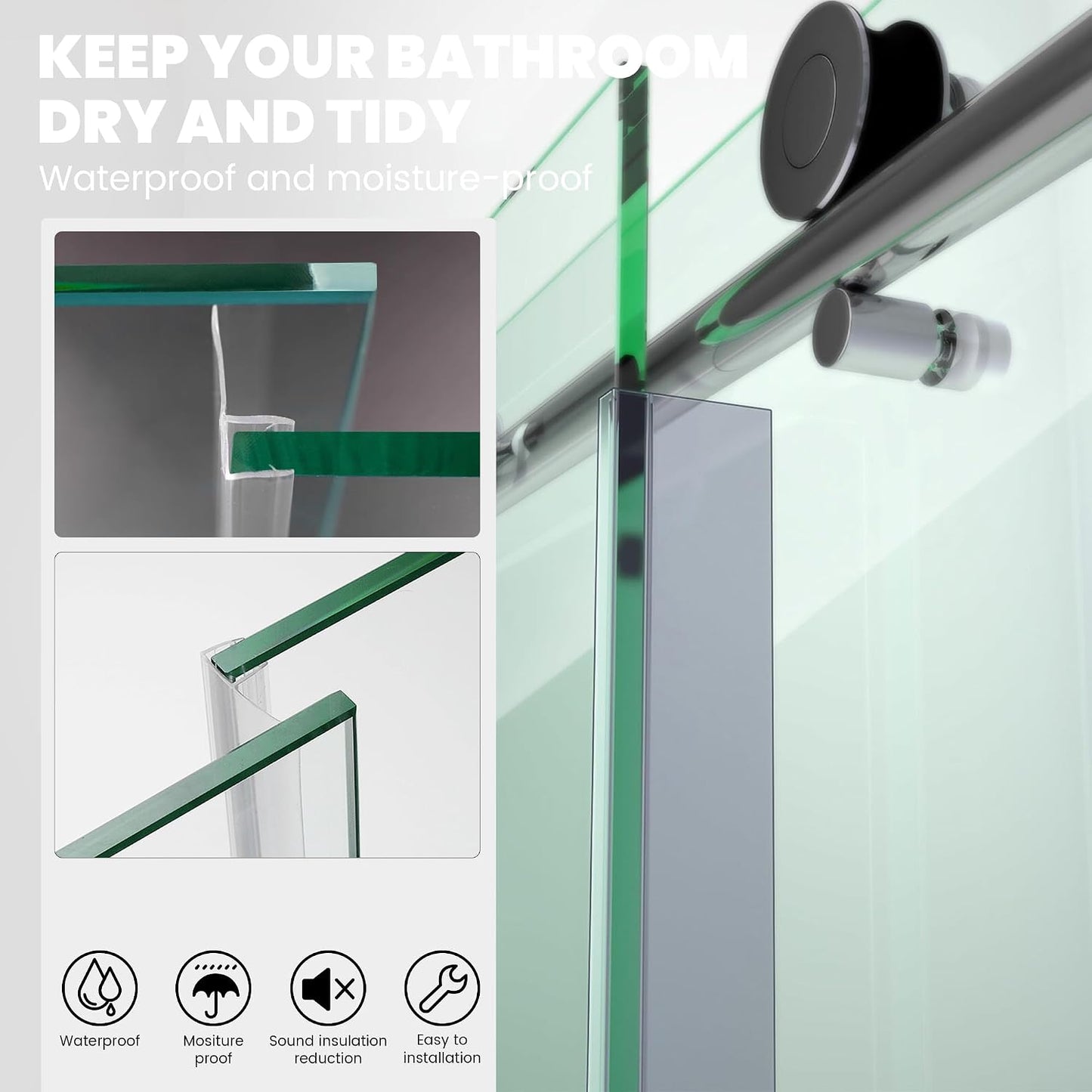 Frameless Shower Door Bottom Seal Strip for 3/8"(10mm) Thick Glass, Super Clear 36 Inch Long 2PCS Shower Door Seal, to Water Block