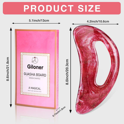 Professional Gua Sha Massage Tool for Body Contouring & Anti-Cellulite, Large Resin Lymphatic Drainage Board with Dual-Sided Design - Face and Back Massager for Women/Men, Home Spa Care(Pink)