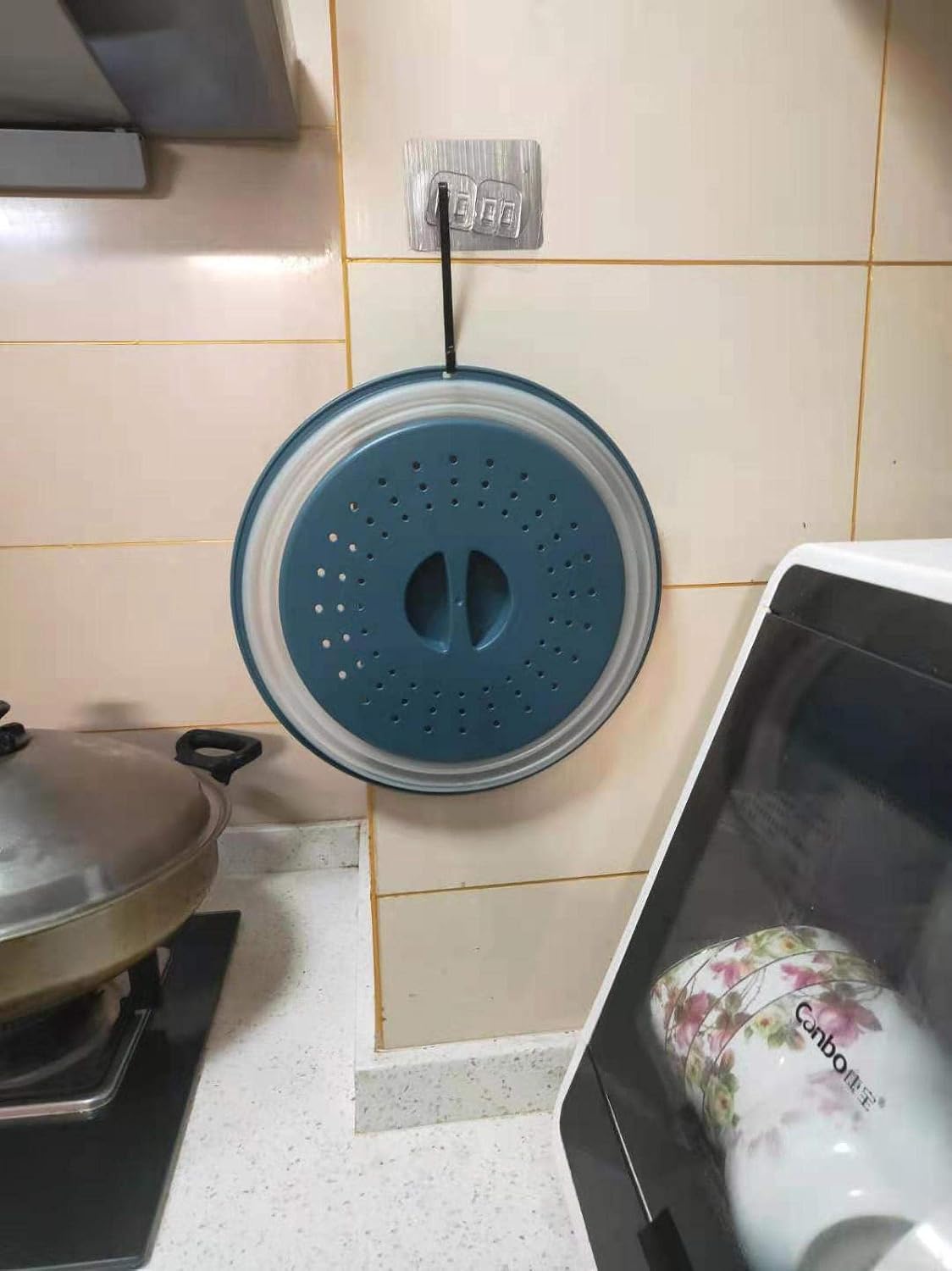 Large Microwave Splatter Cover & Silicone Mat,12 Inchs Vented Collapsible Guard dish Plate lid & Round Kitchen mat for food
