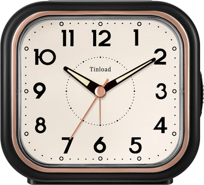Tinload 4.3" Vintage Retro Analog Alarm Clock, Super Silent Non Ticking Clock with Manual Light, Snooze, Battery Operated, Simply Design, for Living Room, Bedroom, Bedside, Desk(Blue-V2)