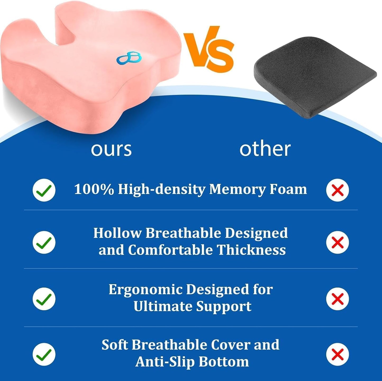 CushyOasis Seat Cushion, Gel Memory Foam Office Chair Cushions, (Black) | Chair Cushion, Anti-Slip Bottom & Removable Cover Tailbone Pain Relief Cushion, Memory Foam Seat Cushion for Office