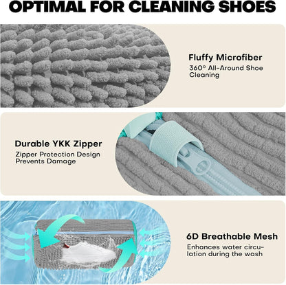 Shoe Washing Machine Bag: Laundry Shoe Bag for Washer and Dryer - 2pc Reusable Shoe Cleaning Bag for Sneaker Tennis Shoes Unstain Cleaner Kit (Yellow 2pcs)
