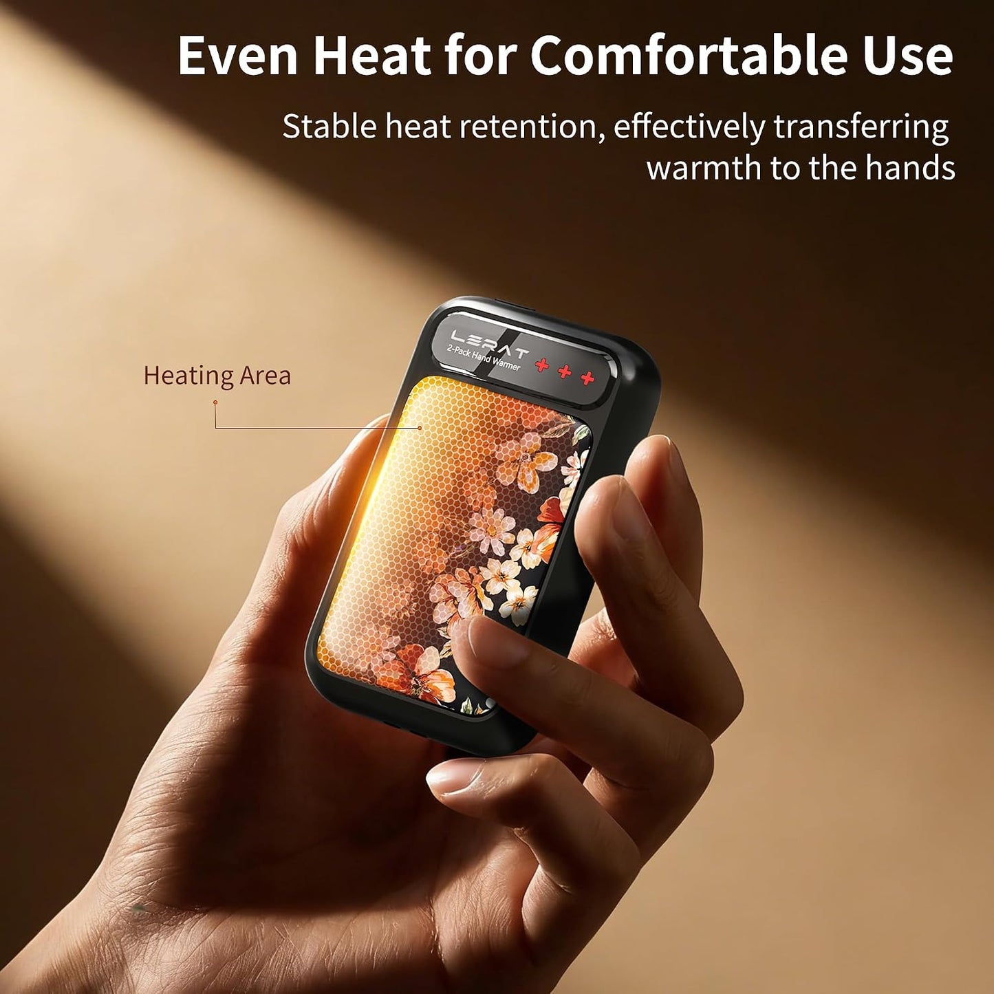 Lerat Hand Warmers Rechargeable, Electric Hand Warmers Reusable- Fast Heating Hand Warmer with 3 Heat Settings, Portable Hand Warmers Gifts for Women, Great for Hunting Camping Hiking
